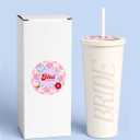 xo, Fetti Bride Tumbler - 24 Oz Stainless Steel Cup | Bachelorette Party, Bridal Shower, Ivory, Bride to Be Gift, Wedding