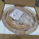 22 Hand Woven Rattan Chandelier 5 Round Adjustable Boho Pendant Light Farmhouse Large Brass Pendant Lighting Fixtures for Dining Room Kitchen Island Living Room, UL Listed