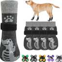 BEAUTYZOO Non-Slip Dog Socks to Prevent Licking Paws, Dog Shoes for Hot Pavement, Paw Grip Protector Traction on Wood/Hardwood Floors, Alligator, L