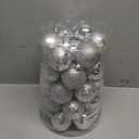 34ct Silver Mini Christmas Ball Ornaments Shatterproof Plastic Christmas Tree Decorations for Xmas Party Home Office Holiday Decor -Small Size (1.57"/ 40mm)