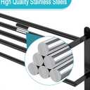 VOTZAAQ Towel Racks for Bathroom, 24 in Black Towel Shelf with Double Towel Bar, 3 Tier Stainless Steel Towel Storage, Bath Towel Holder Wall Mounted for Lavatory Organizer Decor RV Camping