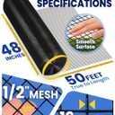 Black PVC Vinyl Coated Wire Mesh Hardware Cloth 1/2 in 48x50 19 Gauge, Welded Wire Fencing Chicken Wire Mesh Roll Cage Wire Netting
