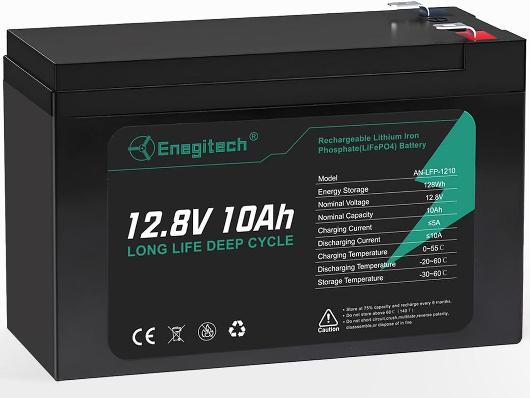 12V 10Ah LiFePO4 Lithium Battery, 2000+ Deep Cycles Rechargeable Battery, Built-in 10A BMS, Perfect for Fish Finders, Small UPS, Solar/Wind Power, Kayaks, Lighting, Ham Radio and More