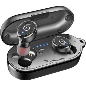 TOZO T10 True Wireless Bluetooth 5.3 Earbuds, 45H Playtime, Wireless Charging Case, IPX8 Waterproof Stereo Headphones in Ear Built in Mic Headset Premium Sound with Deep Bass, 32 Preset EQs via APP (Black)