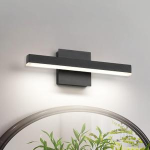 Joossnwell LED Bathroom Vanity Lighting Fixture Modern Bath Light Bar 15.75inch Black Wall Sconce 12W 4000K (Black-Not Dimmable)