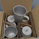famiware Aurora Coffee Mugs, 14oz Mug Set of 4, Stoneware Mug, Cups for Kitchen, Cappuccino, Latte, Reactive Glaze, Microwave Safe, Scractch-resistant, Slate gray