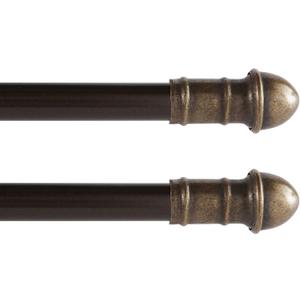 28-48 in. Adjustable Petite Caf Curtain Rod, 2-Pack, 7/16 in. Diameter, Bronze