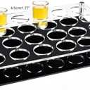 NBEADS 24 Shot Glass Tray Holder, Bar Acrylic Shot Glasses Holders Wine Glass Cup Serving Tray Cups Organizer Shot Glass Display Bar Accessories for Party, Bar, Club, Hole: 1.77"