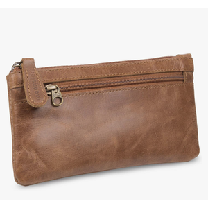 Moonster Leather Pencil Case Pouch 8" x 4" - Leather Pen Case with Zipper