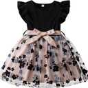 Toddler Girl Summer Dress Tulle Ruffle Sleeveless Baby Girl Fashion Casual Spring Dresses 1-5Y (Black)