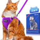 Halypet Cat Harness and Leash Set [ MAX Safety Third Generation ] Escape Proof Soft Adjustable Cat Leash Breathable Comfortable Vest Easy to Wear Kitten Harness for Outdoor Walking