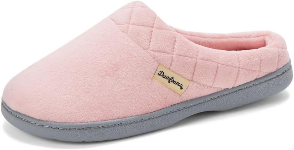 Dearfoams Women's Indoor/Outdoor Memory Foam Darcy Microfiber Velour Clog, Wide Widths Slipper, Pink 11-12 Dearfoams Women's Indoor/Outdoor Memory Foam Darcy Microfiber Velour Clog, Wide Widths Slipper, Pink 11-12