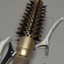 AIMIKE Round Hair Brush, 1 inch Barrel with Boar Bristles, Nano Thermal Ceramic & Ionic Tech, for Blow Drying, Styling, Curling and Shine + 4 Clips (Gold, Unisex, Fine Hair, Short Hair, Anti-Frizz)