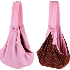 Small Dog Cat Sling Carrier,Hands Free Reversible Pet Carriers Bag,Pet Carrier Shoulder Crossbody Pet Slings Suitable for Puppy, Small Dogs, and Cats for Outdoor Travel (Pink)