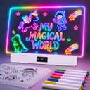 TAEMVV 16" LED Drawing Board for Kids Birthday Gifts for Girls, White | 8 Colors 3 Dynamic Modes, Rechargeable 15H Battery Display, Glow Light Up Note Board Toys for Girls Ages 3 4 5 6 8-12