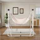 2 in 1 Hammock with Stand - Portable Hammock & Swing Chair, No Tools Assembly, with Carry Bag, Indoor Outdoor for Patio, Garden, Camping, Apartment (White)