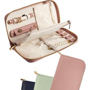 Travel Jewelry Organizer Case - for Tangle-Free Necklaces, Earrings, Rings, Bracelets Storage, Travel Essentials, Fashion Portable Jewelry Travel bags for Women - Medium Macaron Pink