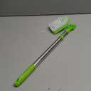 Scrub Cleaning Brush with Long Handle 35'' - Extendable Floor Scrubber with 1 Stiff Bristles & 3 Sponge Brush, Adjustable Lightweigh Detachable Kitchen Brush for Baseboard Shower Bathroom Bathtub Tile