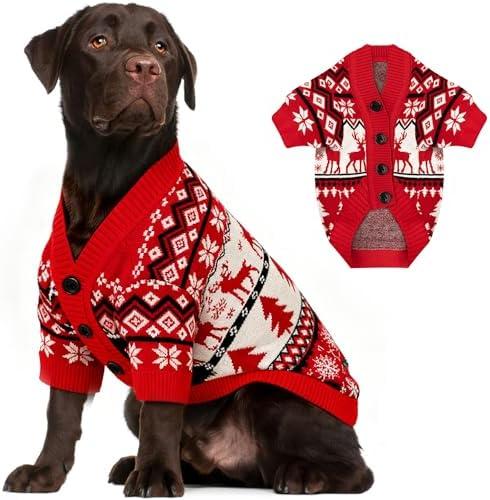 Dog Christmas Sweater Classic Pattern Dog Christmas Outfit Soft Warm Knitted Pet Clothes Cold Weather Puppy Clothes for Small Medium Large Dogs Cats