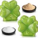 FoldTier 2 Pcs Ceramic Shamrock Salt and Pepper Shakers St. Patrick's Day Clover Leaves Irish Ceramic Shaker Set for Kitchen Counter Table Farmhouse Country Restaurant Party Event 2-3/4" H
