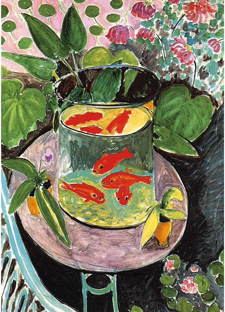 Comitok Gold Fish 1000 Piece Jigsaw Puzzle for Adults Henri Matisse Floor Hand Difficult Challenging Puzzles with Letters on Back Art Game Fun Toy for Women & Men Gift