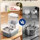 Wastewater Separation Cat Water Fountain No Filter, Stainless Steel Pet Water Fountain with Radar Sensing, Wireless Cat Fountains for Drinking, No Pump, Totally 5.7L, 30db Low Noise