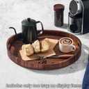 SARUFO Acacia Wood Round Ottoman Tray Decorative Serving Tray with Handles for Coffee Table, Breakfast in Bed, Living Room, Kitchen Counter, Candle Display, Tea Party, Lunch, Dinner, Bathroom