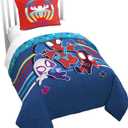 Jay Franco Duvet Cover Set  3 Piece Comforter Cover and Sham Set, Super Soft Cozy Kids Bedding (Insert Not Included) Blue - Spidey & Friends, Twin