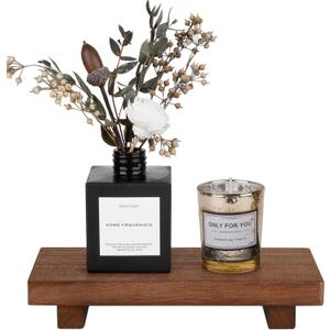 zoocatia Small Wood Tray Pedestal Stand Farmhouse Bathroom Decor Decorative Wooden Riser Kitchen Soap Dish Holder for Vanity, Counter, Sink, Walnut (8.7" x 3.6" x 1.6")