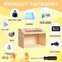 Wooden Chicken Brooder Box Kit with Heating Lamp, Thermometer, Food & Water Feeders, 15.7x11.8x11.8 Inch, Complete Small Pet Nursery Set with Ventilation, Digital Temperature Control