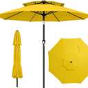 AreShark 9FT 2 Tiers Patio Umbrella with Crank and Tilt, Yellow