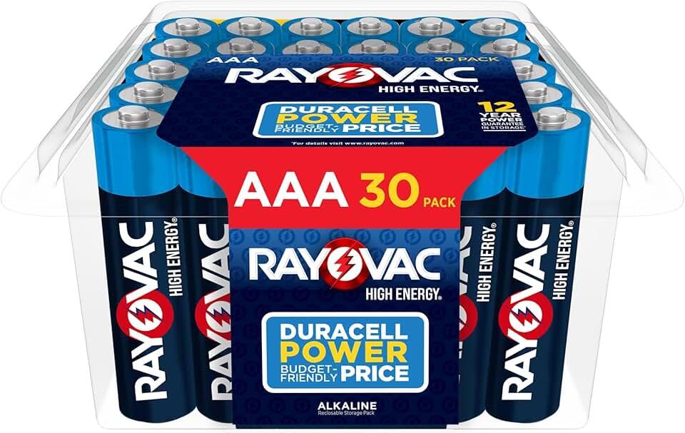 Rayovac High Energy AAA Batteries (2Packs of 30), Alkaline Triple A Batteries