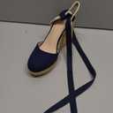 Ermonn Womens Espadrilles Wedge Sandals Platform Closed Toe Ankle Strap Lace Up Summer Shoes (Navy, M) Size: 7