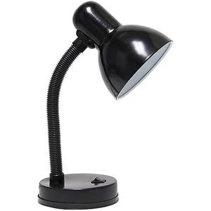 Simple Designs LD1003-BLK Basic Metal Desk Lamp with Flexible Hose Neck for Office, Living Room, Bedroom, College Dorm, Bookshelf, Black
