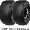 RONPOW 11x6.00-5 Flat Free Lawn Mower Tire and Wheel, 11x6x5 Solid Front Tires for Zero Turn Mower, 400Lbs Load, 3/4", 5/8" and 1/2" Bearings, 5.31"-7.71" Hub for Residential Commercial, 2Pack Black