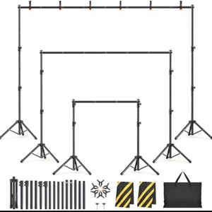 Eocnrhe Backdrop Stand Kit - 6 Widths, 10x7.5ft Adjustable Background Stand for Parties & Studio Photography