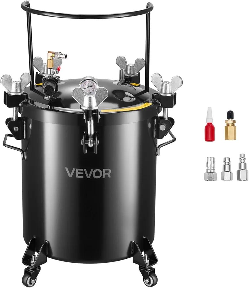 VEVOR Heavy Duty Steel Pressure Pot, 10.6 Gal/40 L Heavy Duty Steel Air Tool Pressure Pot, Pressures Pots with Three Quick-Connect Couplers for Home Use, DIY, Art Creations, Large-Diameter Tank