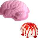 Silicone Brain Mold - 3D DIY Brain Shaped Mould for Fondant, Cake, Puddings, Chocolates, Sugar, Ice Cubes & Halloween (Pink)