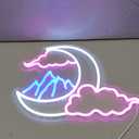 Ebdobgbs Cloud Moon Mountain Neon Sign Led Neon Lights Neon Signs for Wall Decor Light Up Sign for Birthday Party Club Gift