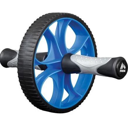 RBX Travel Ab Roller Wheel with Dual Wheels for Core Fitness and Strengthening, Blue