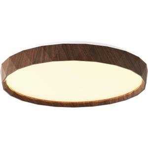 ANYLOVE 19 inch LED Flush Mount Ceiling Light Fixture,3000K 4000K 5000K Adjustable Ceiling Lights, Farmhouse Walnut Wood Grain Ceiling Light for Bedroom Hallway Bathroom Kitchen