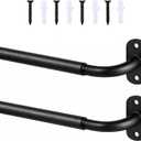 French Door Curtain Rod Adjustable 18"-32", Wrap Around Cafe Curtain Rod 1/2" Diameter, Screwed Sash Rods for Door Window, Black, 2 Pack