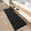 Upgraded Waffle Runner Rug Super Absorbent Non Slip Bath Mats for Bathroom Machine Washable Bathroom Runner Rug with Tassels, Ideal for Hallway Bedroom Laundry Room  44x70 Inch Dark Grey