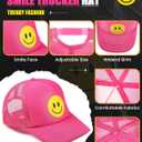 Cozypower 2 Pcs Smile Face Baseball Cap Smile Trucker Hat Mesh Adjustable Baseball Cap Retro Preppy Hats for Women (Rose Red, Black)