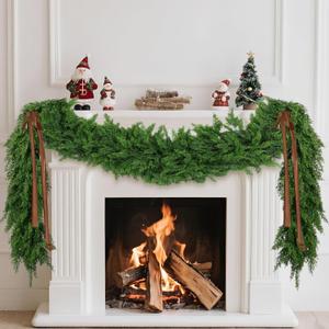 Rowfad 2 Pcs 6 Ft Christmas Cedar Pine Garlands, Artificial Cedar Garland, Realistic Green Artificial Greenery Garland for Table, Mantle, Wall, Indoor, Outdoor Christmas Decorations (2, 6 FT)