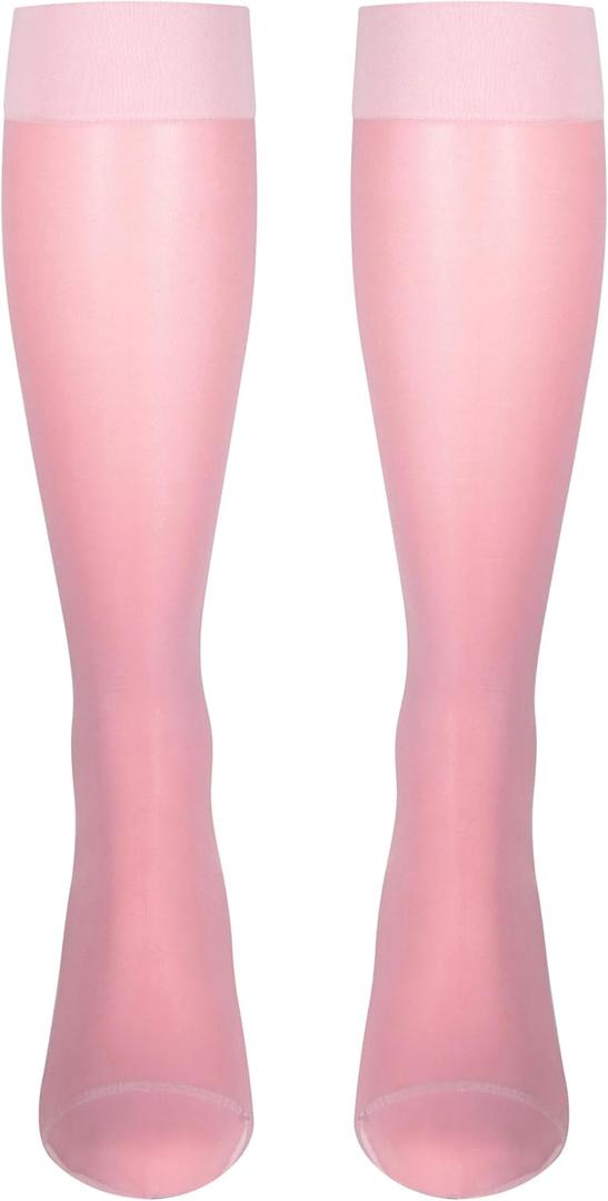 NuVein Sheer Compression Stockings, 15-20 mmHg Support, Women's Medium Denier Nylons, Knee High, Closed Toe, Pink, 2X-Large