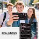 Owncase for Samsung Galaxy S22 Ultra Case Cute Fashion Polka Dot Phone Case for Women Girls Shockproof Slim TPU and Hard PC Protective Cover, Black