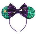 Foeran Mouse Ears Headbands, Sequin Mouse Ears Headband with Bow for Kids Adults Women, Accessories for Birthday Party (1 Count (Pack of 1), Mermaid/Starfish)
