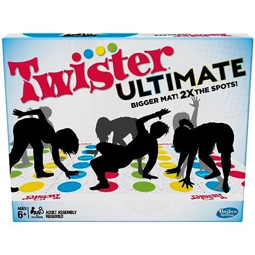 Hasbro Gaming Twister Ultimate: Bigger Mat, More Colored Spots, Family, Kids Party Game Age 6+; Compatible with Alexa 