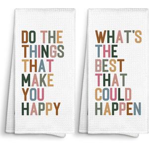 Boho Kids Inspirational Motivational Kitchen Towels Decorative 16x24 Set of 2, Preppy Dish Towels Cloths Dishcloths Gifts for Nursery Teens Dorm, Positive Bathroom Kitchen Hand Towel Decor